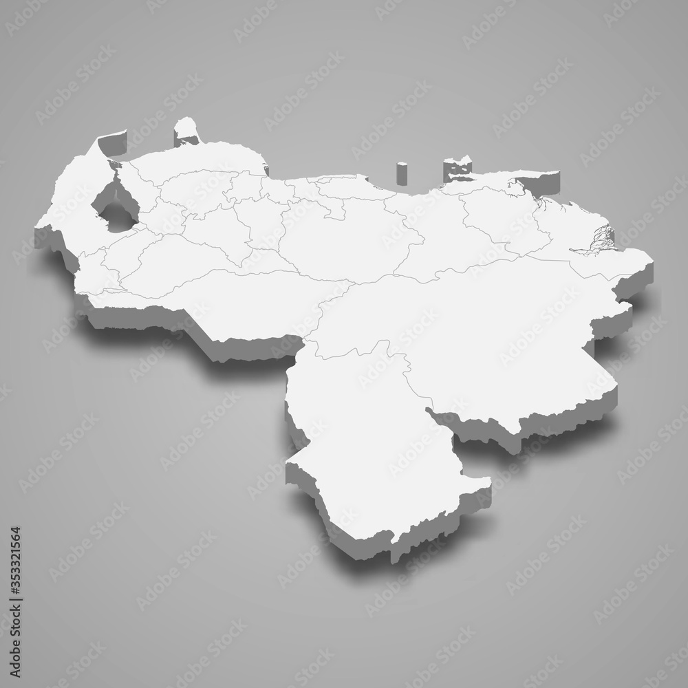 Fototapeta premium Venezuela 3d map with borders Template for your design