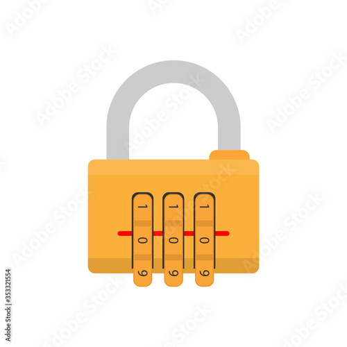 Padlock with code. Padlock for doors, safes and suitcases. Flat style. Vector.