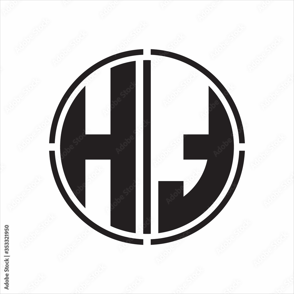HT Logo initial with circle line cut design template on white background HT Logo initial with circle line cut design template on white background
