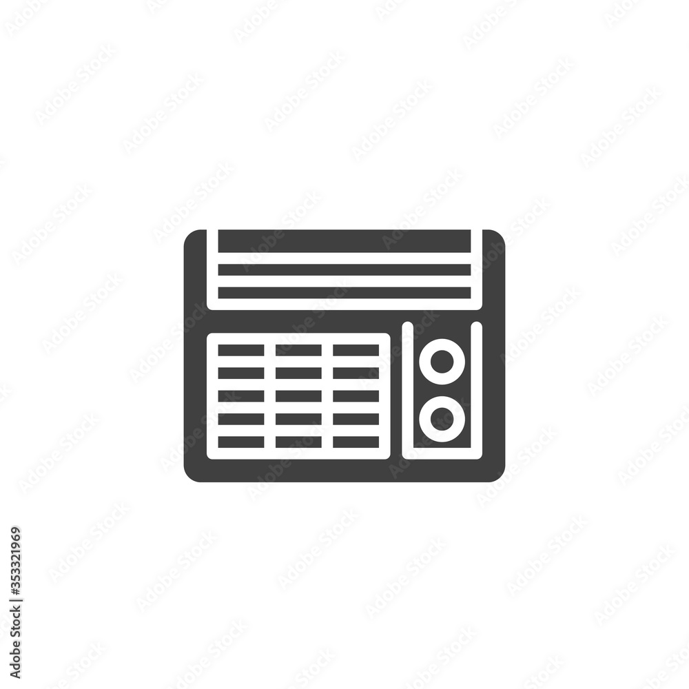 Conditioner heater vector icon. filled flat sign for mobile concept and web design. Electric heaterfan glyph icon. Symbol, logo illustration. Vector graphics Conditioner heater vector icon. filled flat sign for mobile concept and web design. Electric heaterfan glyph icon. Symbol, logo illustration. Vector graphics