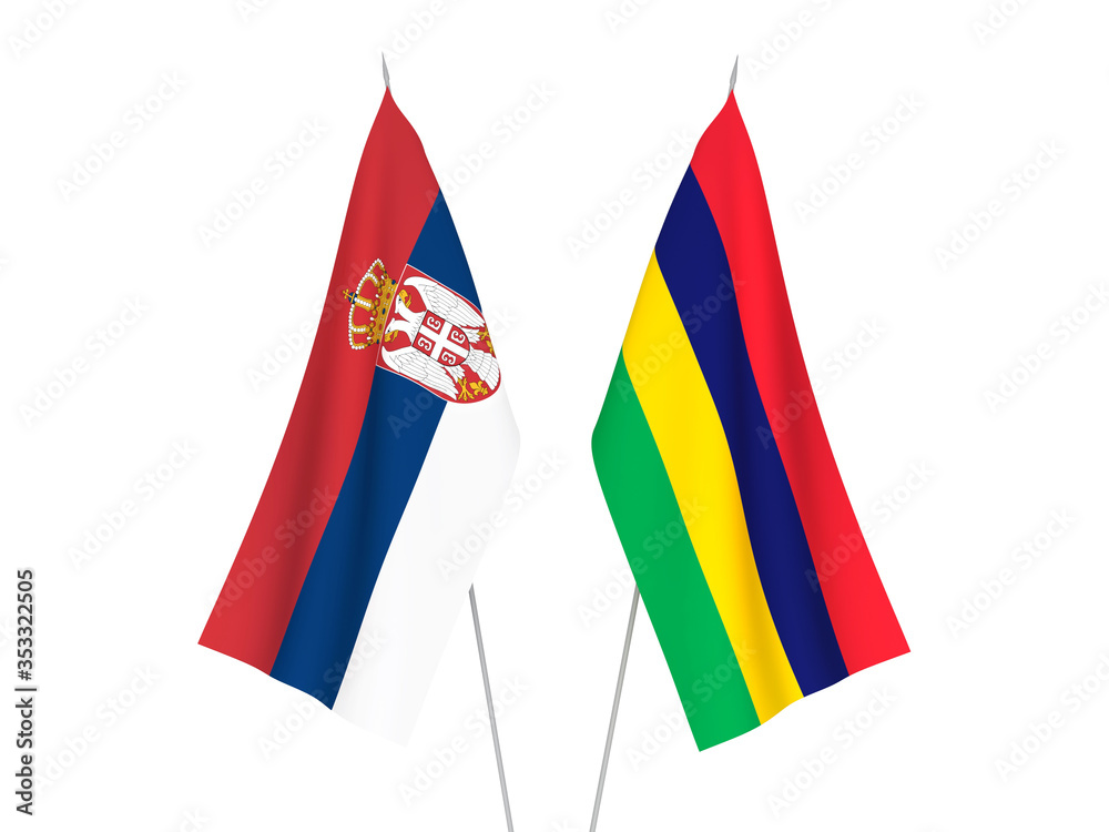 Serbia and Republic of Mauritius flags