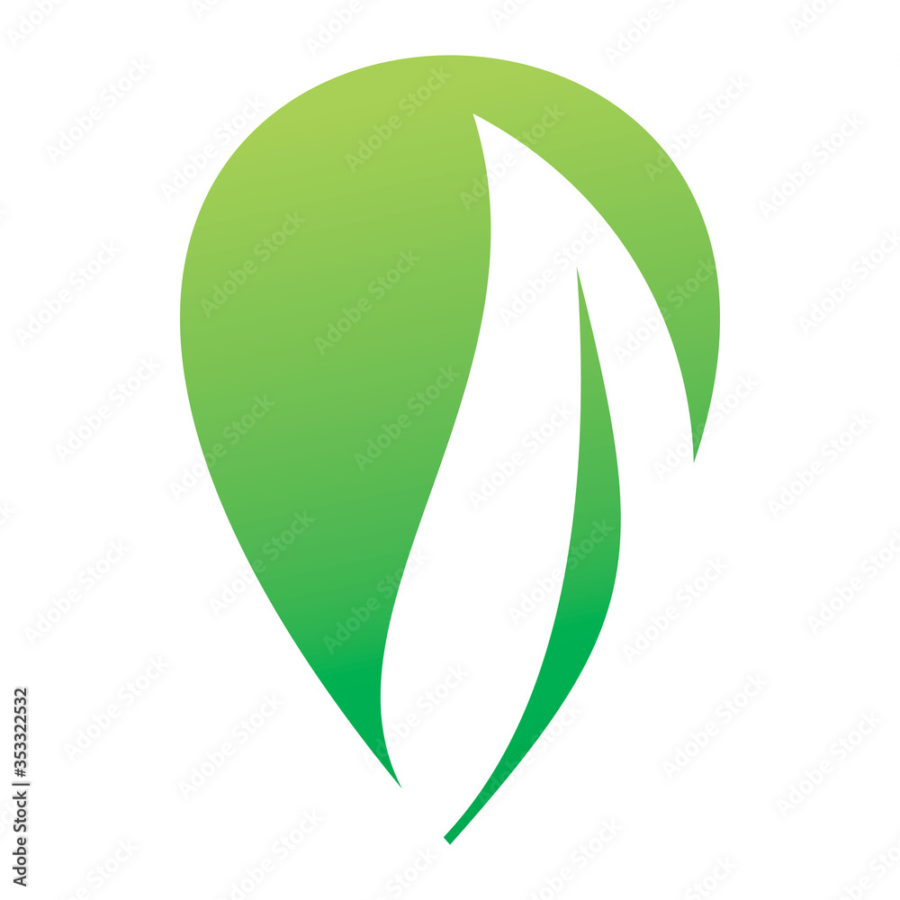 pin map location green nature leaf logo design