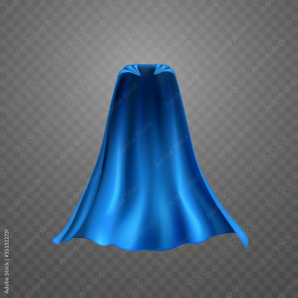 Cape isolated on transparent background. Blue superhero cloak. Vector silk  flying super hero cloth Stock Vector | Adobe Stock