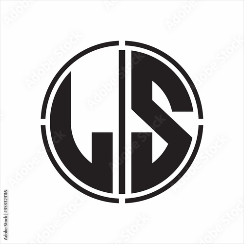LS Logo initial with circle line cut design template on white background