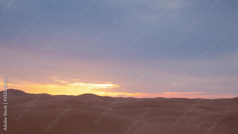 Sahara desert sunset hyper zoom timelapse, Morocco
