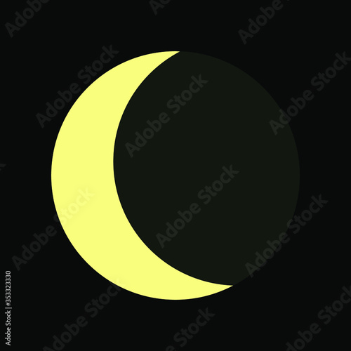 Abstract moon concept isolated on black background. Vector icon