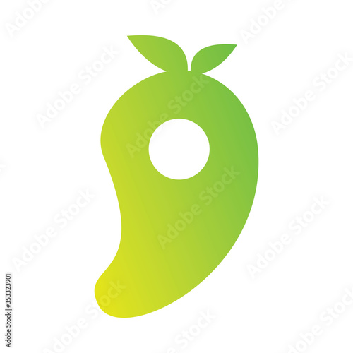 full color green mango avocado fruit logo design