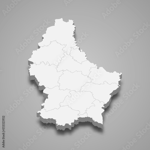 Luxembourg 3d map with borders Template for your design