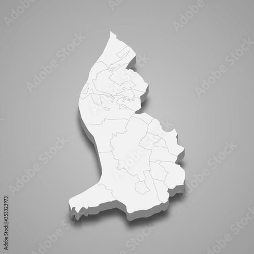 liechtenstein 3d map with borders Template for your design