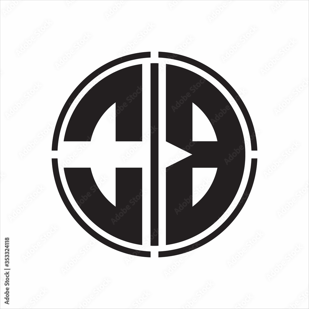 OB Logo initial with circle line cut design template on white background OB Logo initial with circle line cut design template on white background
