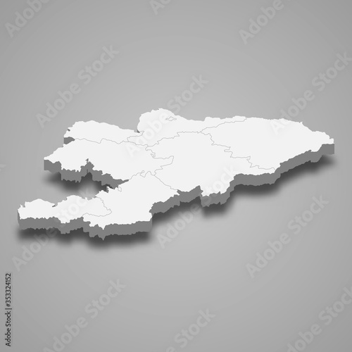 kyrgyzstan 3d map with borders Template for your design