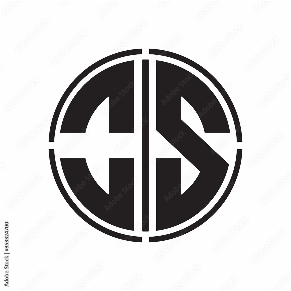 OS Logo initial with circle line cut design template on white background OS Logo initial with circle line cut design template on white background