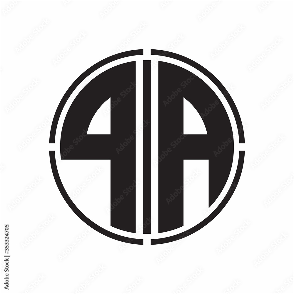PA Logo initial with circle line cut design template on white background