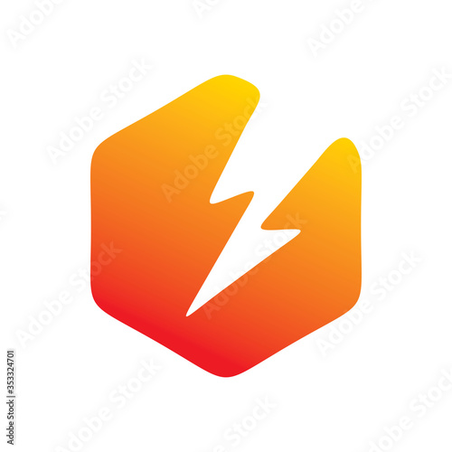 Free Download full color hexagon lightning energy power logo design - GFXLoad