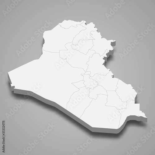 Iraq 3d map with borders Template for your design
