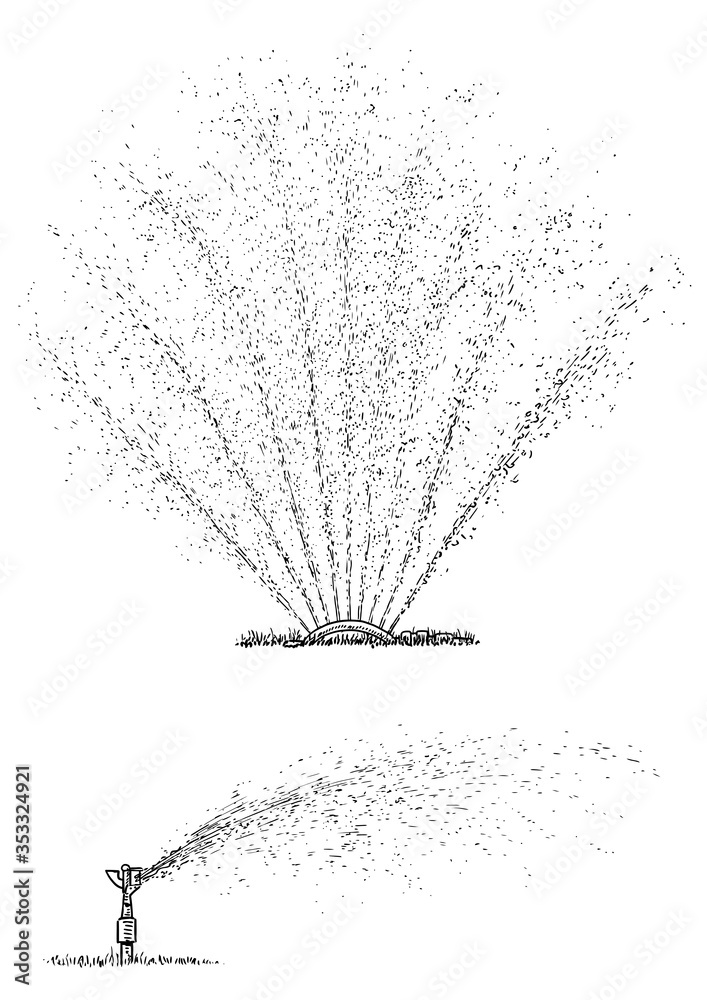 Irrigation system illustration, drawing, engraving, ink, line art, vector Stock Vector Adobe Stock