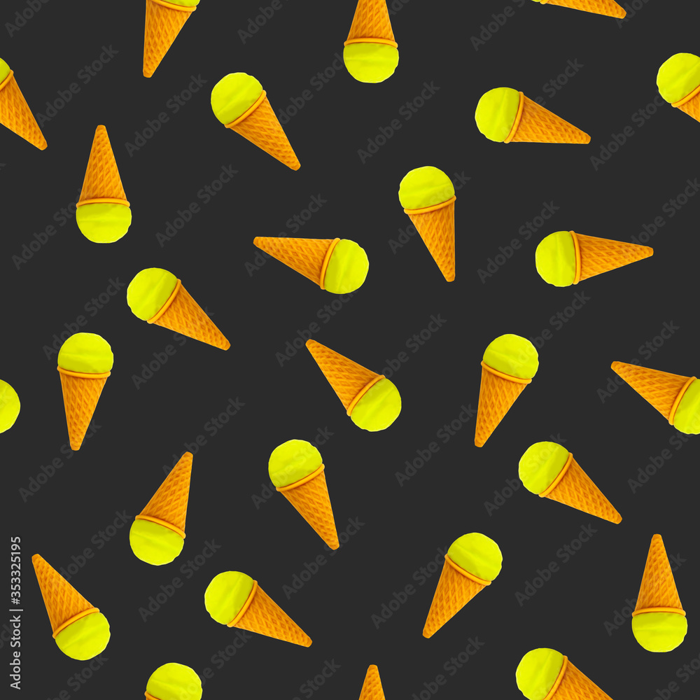Fototapeta premium Colorful ice cream seamless pattern. Summer time background.