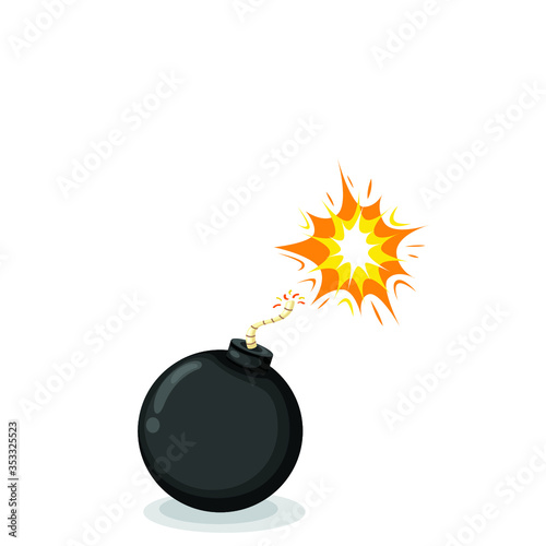 Bomb with explosion effect cartoon vector illustration.