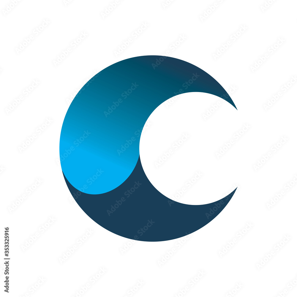 fluid motion moon letter c blue wave logo design fluid motion moon letter c blue wave logo design