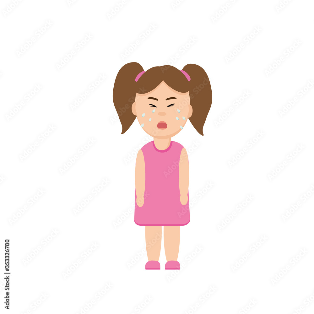 little girl crying, naughty, screaming, tears, baby, flat style. capricious little girl crying, naughty, screaming, tears, baby, flat style. capricious