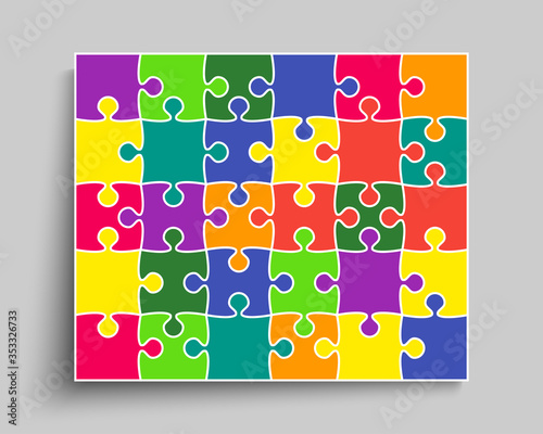 Vector background color piece puzzle frame jigsaw