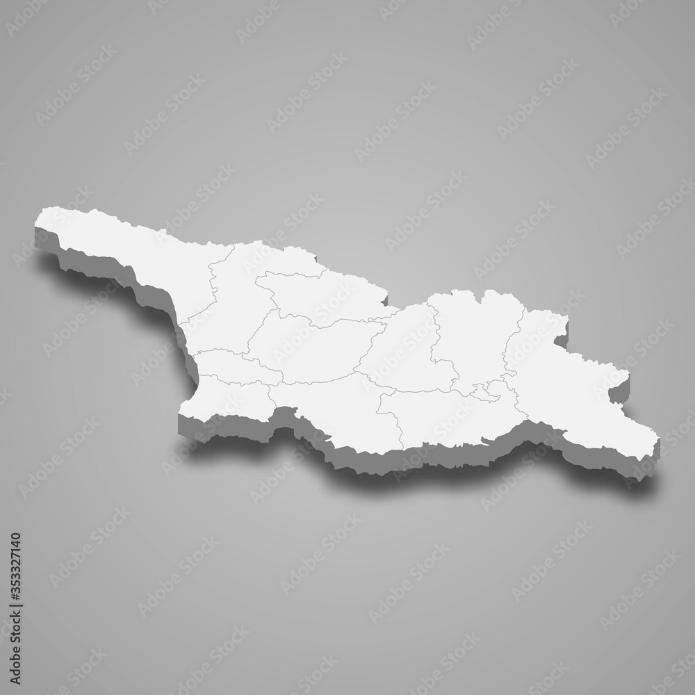 Georgia 3d map with borders Template for your design