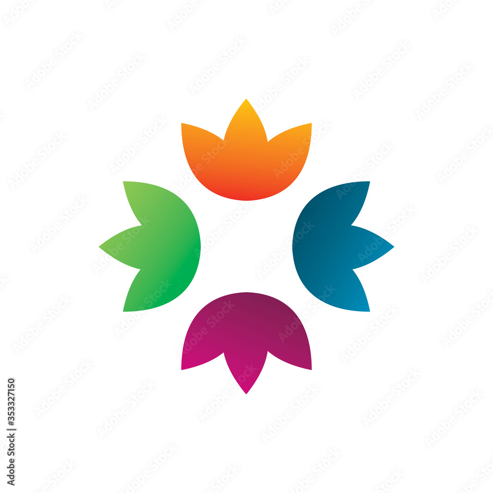 creative full color leaf circle group logo design