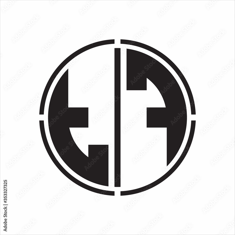 TF Logo initial with circle line cut design template on white background TF Logo initial with circle line cut design template on white background
