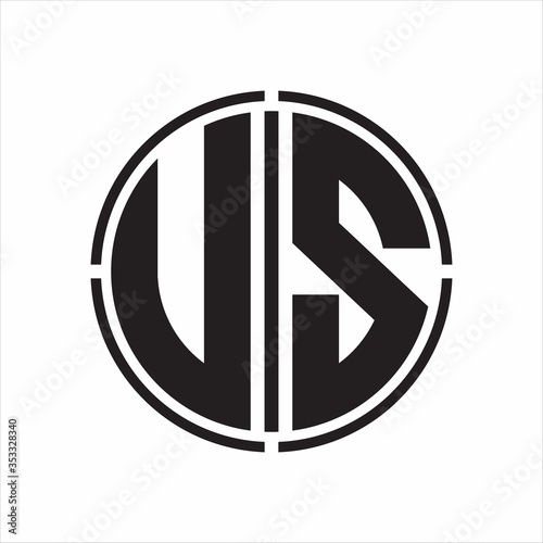 US Logo initial with circle line cut design template on white background