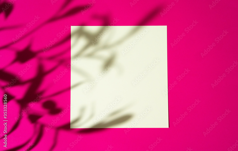 Advertising mock-up. White blank businesscards on bright pink background Advertising mock-up. White blank businesscards on bright pink background