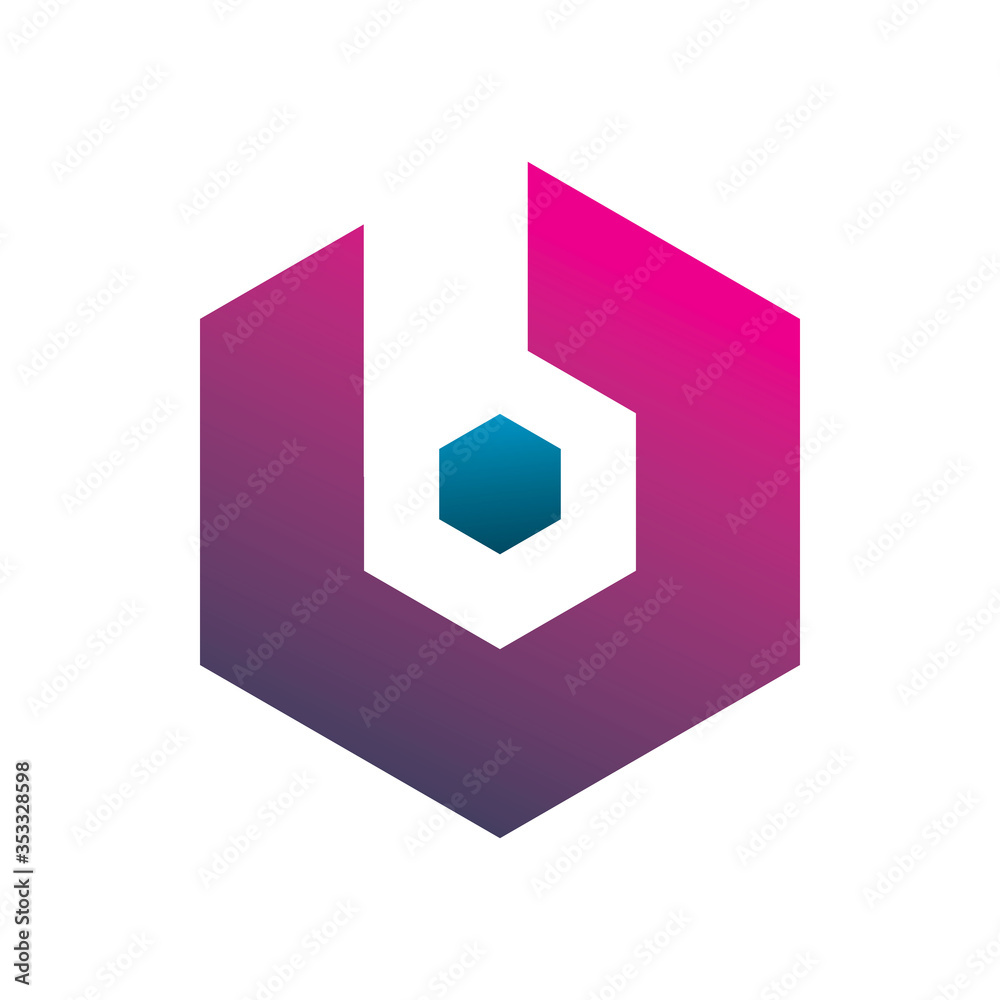 full color hexagon letter b logo design full color hexagon letter b logo design