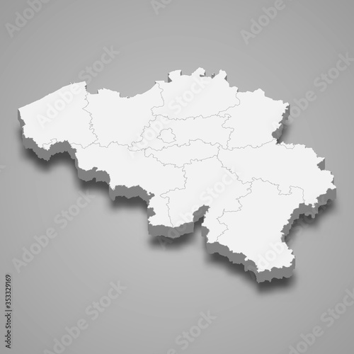 belgium 3d map with borders Template for your design photo