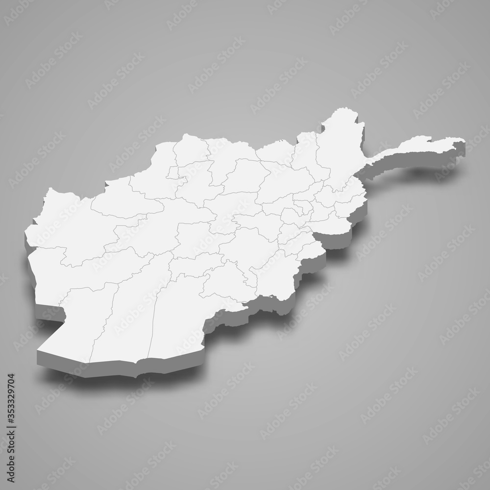 afghanistan 3d map with borders Template for your design