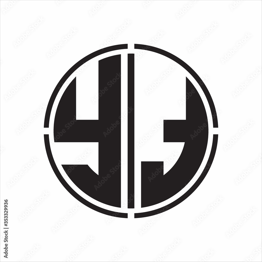YT Logo initial with circle line cut design template on white background YT Logo initial with circle line cut design template on white background