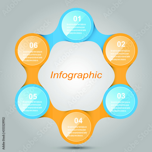 Abstract 6 steps infographics background.