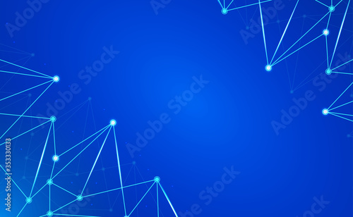 Internet Connection or Network Connection Background With Neon Effect. Low Poly, Dot, Circle, Line, Light. Digital Science Technology Concept. Digital Technology Backdrop. Vector Illustration © wiki
