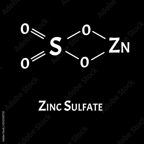 Zinc sulfate is a molecular chemical formula. Zinc infographics. Vector illustration on isolated background.