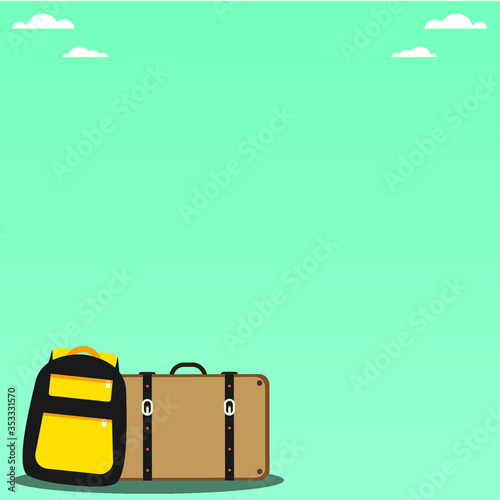 suitcase with travel and vacation