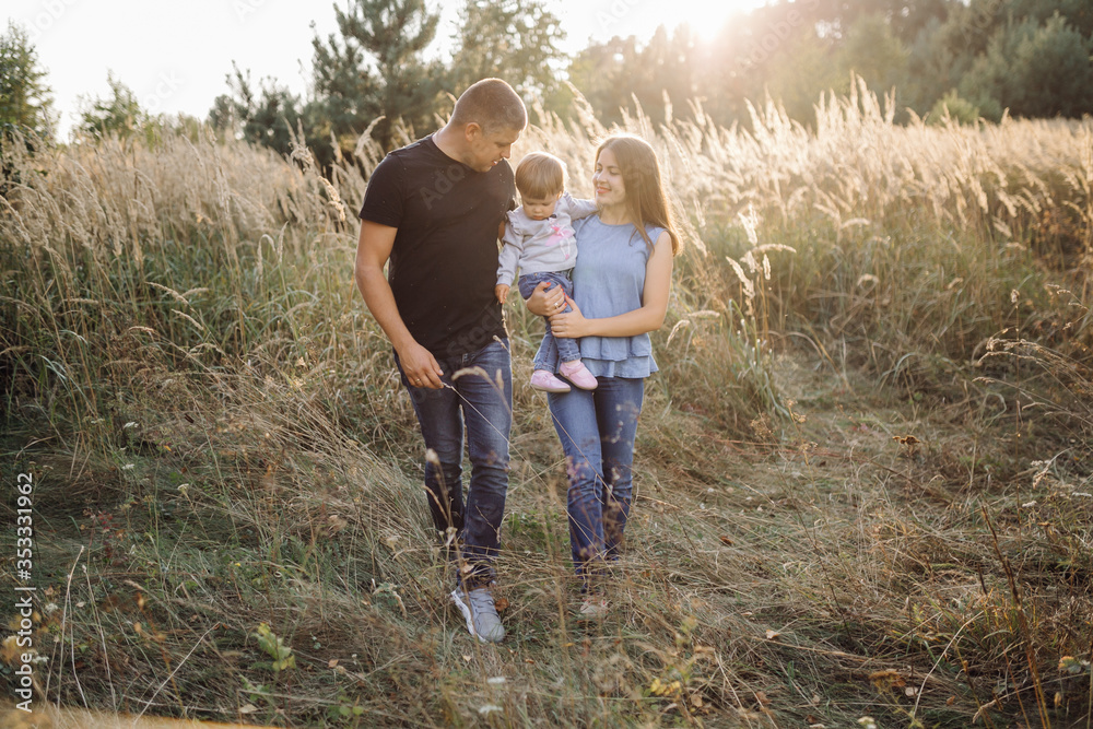 Happy family outdoors spending time together Happy family outdoors spending time together