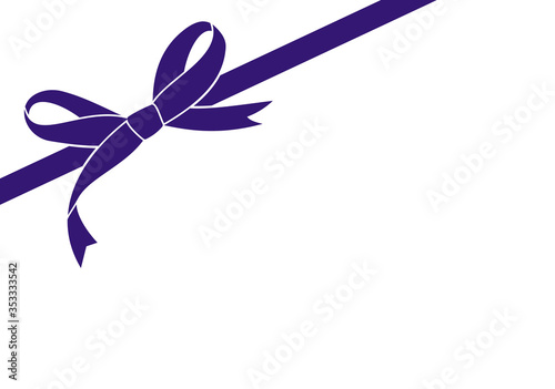 Decorative blue satin bow with  ribbon isolated on white. Vector pink  gift bow with curled ribbon for page decor.