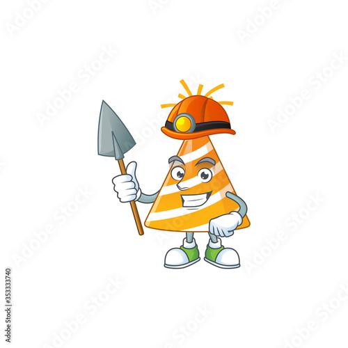 Yellow party hat as a miner cartoon character design