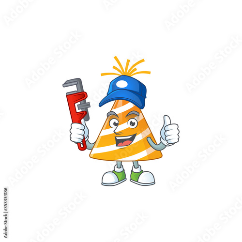 Yellow party hat Cartoon drawing concept work as smart Plumber
