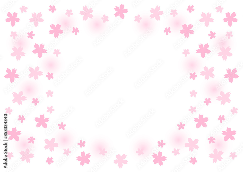 桜の花模様の背景フレームイラスト
