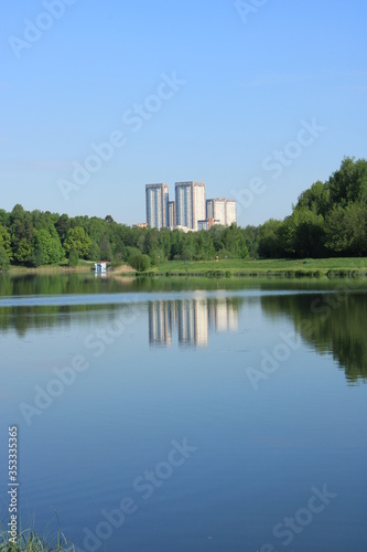 City landscape in the park