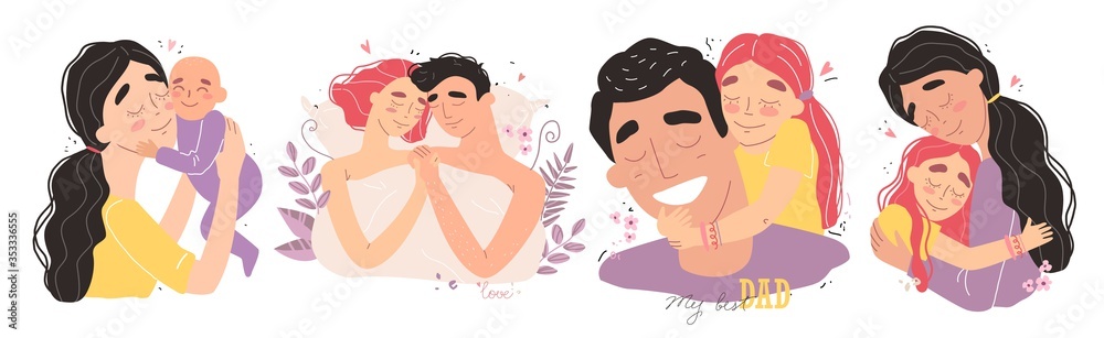 set clip art of a happy smiling families isolated on white background set clip art of a happy smiling families isolated on white background