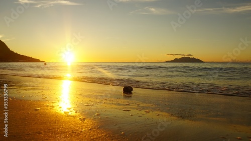 amazing sunset at the seychelles islands