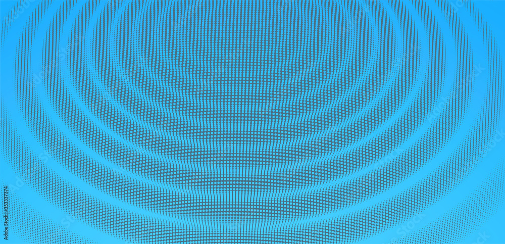 3D wavy background with ripple effect. Vector illustration with particle. 3D grid surface.