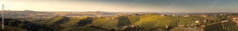 Fototapeta premium panorama of barbaresco in the langhe with the vineyards