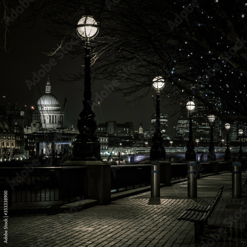 View of city at night