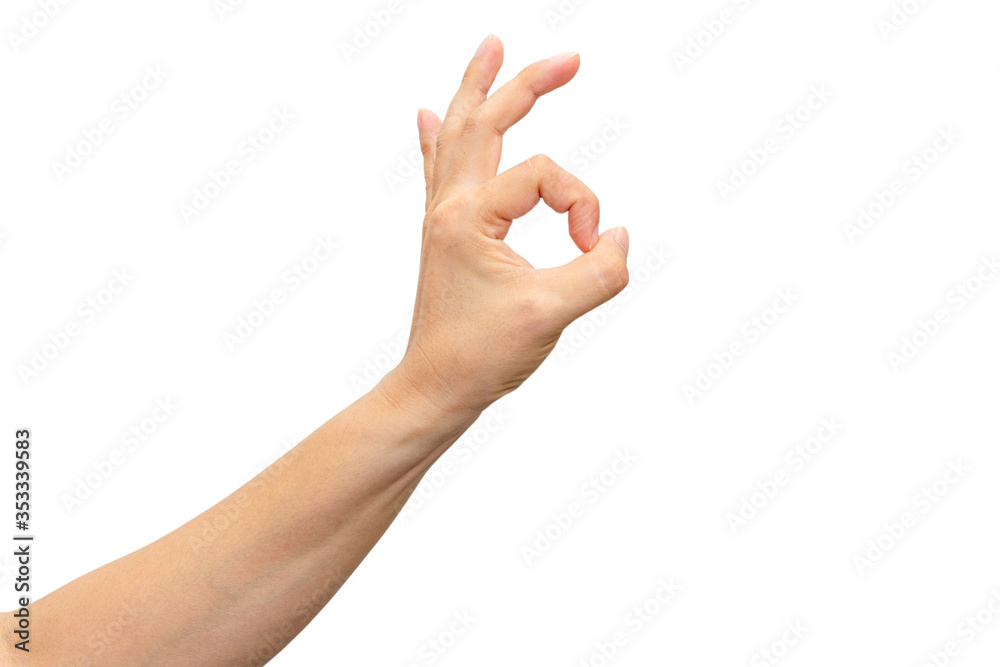 Male hand gesture with ok sign isolated on white background Male hand gesture with ok sign isolated on white background